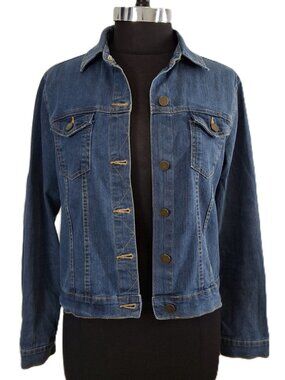 Cantao Sz 6 Blue Denim Jean Jacket Trucker Style Classic Medium Wash